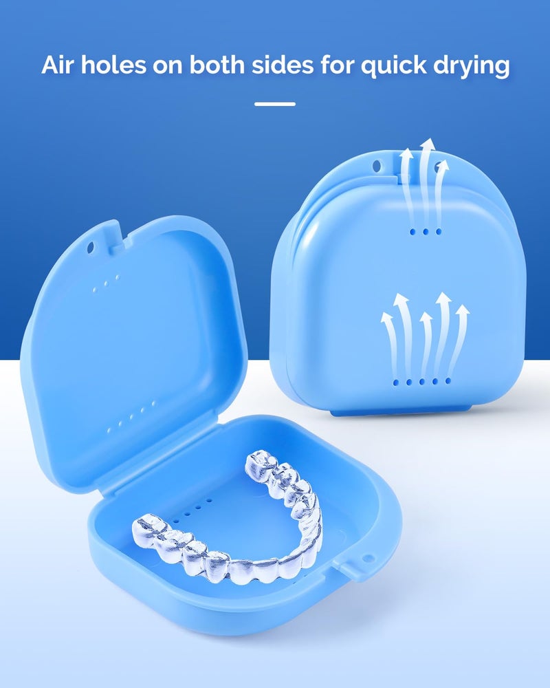 JMU Retainer Case with Vent Holes, Orthodontic Retainer Case Mouth Guard Case with Tight Snap Closure, Light Blue - Image 2